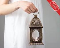 wedding photo - Rustic Moroccan Lantern-Unique Vintage Scheherazade Exotic Candle Holder-Wedding Lantern-Moroccan decor-Metal Candle Holder-Wedding Lighting