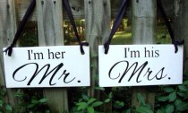 wedding photo - Wedding signs, I'm her MR, I'm his Mrs., chair signs, Custom sign, reception, photo props, wedding signage, Mr. Mrs., chair hanging signs