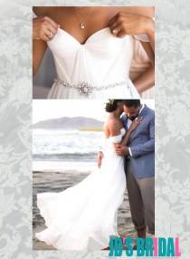 wedding photo - H1673 Romance off the shoulder airy flowy chiffon beach wedding dress