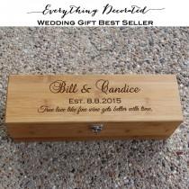 wedding photo - Wedding Wine Box, Personalized Wooden Wine Box, Anniversary Wine Box, Personalized Custom Engraved Wine Box, Bamboo Wine Box, Wedding Gift