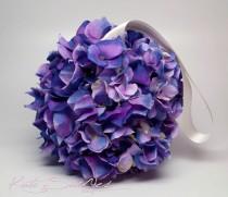 wedding photo - Purple Hydrangea Flower Girl Pomander