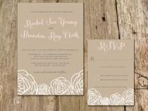 wedding photo - Garden Party Flower Sketch Wedding Invitation - Customize with your colors, shown in green, pink, blue and harvest
