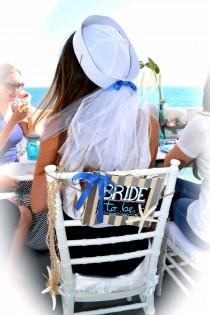wedding photo - Nautical Bride Sailor hat with veil. Perfect for a nautical bridal shower or bachelorette party
