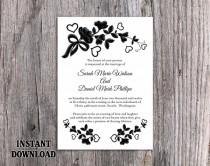 wedding photo -  DIY Lace Wedding Invitation Template Editable Word File Download Printable Rustic Wedding Invitation Vintage Floral Black & White Invitation