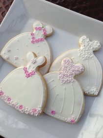 wedding photo - Gluten-free Decorated Cookie - Wedding Dress cookie Favor - New