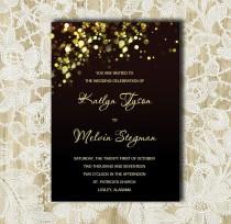 wedding photo - Black and Gold wedding Invitation, Gold Sparkles, Bubbles, Printable Text-Editable Wedding Inserts, Party Invitation, S007-1