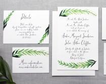 wedding photo - Printable DIY Wedding Invitation - Handpainted Watercolor Leaves with Calligraphy