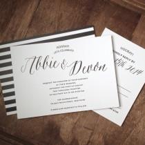 wedding photo - Classic Black And White Wedding Invitation Suite (Set of 25) 