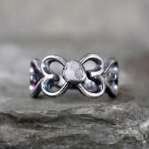 wedding photo - Raw Diamond Heart Ring - Engagement Ring - Promise Ring - Rough Diamond Heart Band - Sterling Silver Rustic Ring - April Birthstone Jewelery