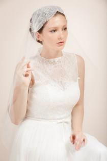 wedding photo - Bridal  veil,  Juliet cap veil, lace cap veil--JANICE style 350