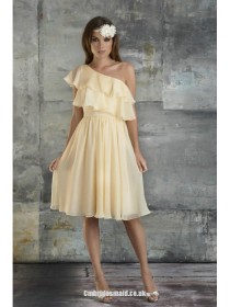 wedding photo -  New One Shoulder A-line Sleeveless Chiffon Knee-length Uk Bridesmaid Dresses UK