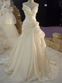 wedding photo - Cream Satin Wedding Dress - My Wedding Ideas