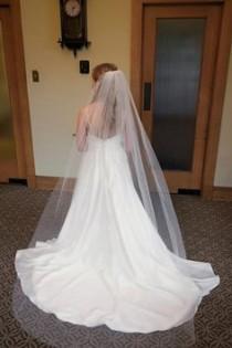 wedding photo - Chapel Single layer long  Wedding Bride Veil, White, ivory, diamond white