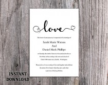 wedding photo -  DIY Wedding Invitation Template Editable Word File Instant Download Printable Invitation Black & White Invitation Elegant Heart Invitation