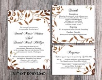 wedding photo -  DIY Wedding Invitation Template Set Editable Word File Instant Download Printable Leaf Invitation Rustic Gold Invitation Elegant Invitation