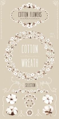 wedding photo - Cotton flowers watercolor collection clipart