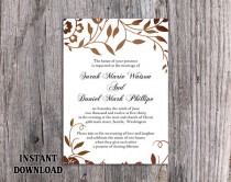 wedding photo -  DIY Wedding Invitation Template Editable Word File Instant Download Printable Leaf Invitation Rustic Gold Invitation Elegant Invitation