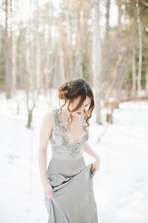 wedding photo - Lace Wedding Dress "Grace", Grey Wedding Gown, Bridal Dress, Wedding Lace Dress