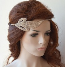 wedding photo -  Rhinestones Leaf Headband, Bridal Headband, Wedding Headband, Wedding Hair Accessory, Bridal Hair Accessories