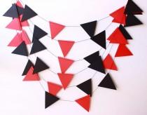 wedding photo - Wedding Garland, Red & Black Pennant Garland, Poker Party Decor, Pirate Party, Photo Prop, Pennant Banner, Graduation Party Decorations