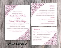 wedding photo -  DIY Wedding Invitation Template Set Editable Word File Instant Download Printable Floral Invitation Purple Invitation Elegant Invitations