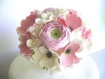 wedding photo - Wedding Cake Topper Dogwoods Hydrangea Carnation and Ranunculus Wedding Cake Flower centerpiece