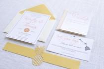 wedding photo - Hawaiian Pineapple Wedding Invitation Suite Sample or Deposit / Wedding Invitation / #1120