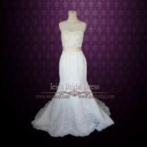wedding photo - Fit and Flare Lace Wedding Dress with Low V Back 
