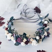 wedding photo - Leaf wedding crown, Bridal floral crown, Floral crown, Green leaf crown, Flower crown, Rustic wedding, Bridal headband, Woodland Wedding