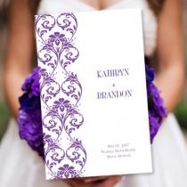 wedding photo - Wedding Program Template "Damask" Purple 