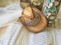 wedding photo - Cowgirl bride, cowboy hat, bling bride hat with veil, bachlorette party