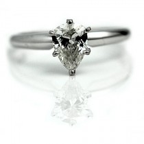 wedding photo - Pear Cut Diamond Vintage Engagement Ring .81ctw GIA Diamond Wedding Ring 14K White Gold Solitaire Teardrop Diamond Ring Size 6.5!