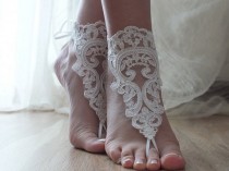 wedding photo - bridal anklet, ivory Beach wedding barefoot sandals, bangle, wedding anklet, free ship, anklet, bridal, wedding