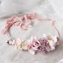 wedding photo - Bridal crown,Wedding crown, Wedding flower crown, pink flower crown, flower crown, floral crown,pink floral crown,pink flower wedding