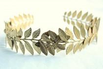 wedding photo - ATHENA Grecian Leaf Headpiece in Raw Brass