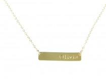 wedding photo - Gold Bar Name Necklace. The Jessica.