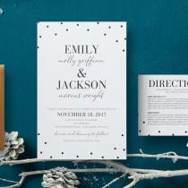 wedding photo - Exquisite Dots - Thermography Wedding Invitations In White 