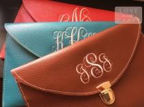 wedding photo - Set of 2 - Bridesmaid Monogram Clutches Gifts, Bridal Shower Parties, Wedding Purse, Sorority Gifts