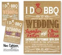 wedding photo - iDo BBQ Wedding Invitation. Kraft/Cardboard look. Printable PDF/JPG invitation. I design, you print.