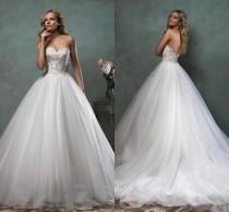 wedding photo - Amelia Sposa 2016 Fall Wedding Dresses Strapless Scallop Wweetheart Neckline Beaded Bodice Tulle Beautiful Ball Gown Dress AS2017 Online with $116.11/Piece on Hjklp88's Store 