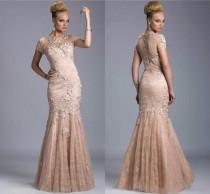 wedding photo -  Sexy High Quality Evening Dresses Jewel Lace Appliques Capped Sheer Cheap Sweep Train 2016 Lace Layer Prom Dress Party Gown Formal Online with $107.6/Piece on Hjklp88's Store 