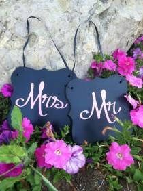wedding photo - Mr and Mrs Sign for Wedding Sweetheart Table Mr and Mrs Chair Signs Mr and Mrs Table Sign Mr Mrs Chair Signs Personalized Wooden Signs