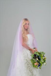 wedding photo - purple veil,blusher veil,  colorful veil, bridal veil, unique wedding veil, two tier veil, chapel veil, cathedral veil, STYLE 042 BETTY