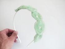 wedding photo - Flower headband mint green Girl hair accessory Wedding accessory Head piece