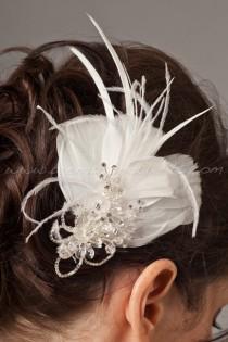 wedding photo - Wedding Feather Fascinator, Bridal Hair Birdcage Fascinator, Bridal Headpiece - Frost