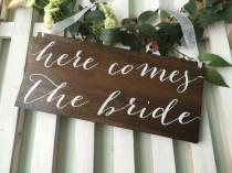 wedding photo - Here comes the Bride, flower girl sign, ring bearer sign,rustic wedding signage, rustic sign, rustic wooden sign, custom wood sign, custom