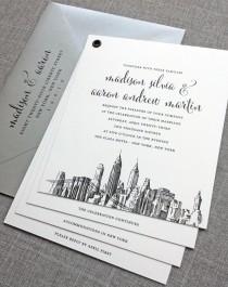 wedding photo - Madison Booklet New York Skyline Wedding Invitation Sample - New York, Boston, Chicago, Dallas, Los Angeles, San Francisco