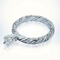 wedding photo - Diamond Engagement Ring, 14K White Gold Ring, 0.66 Carat Diamond Pave Ring, Braided Ring, Art Deco Engagement Ring