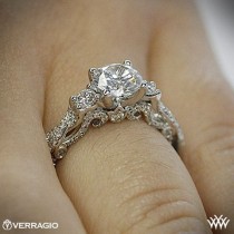 wedding photo - 20k Rose Gold Verragio INS-7074R Braided 3 Stone Engagement Ring