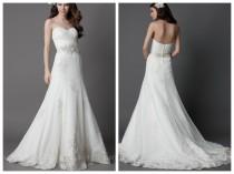 wedding photo -  White Strapless Chapel Train Wedding Dress with Full A-line Skirt